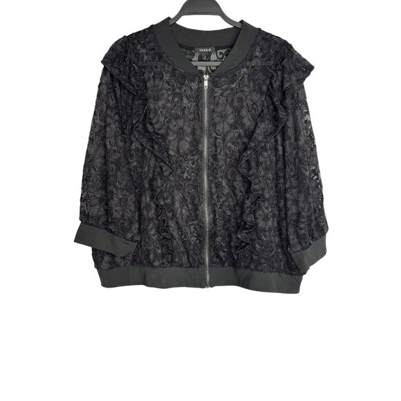 Torrid Ruffle Black Lace Bomber Jacket Plus Size 4XL‎ Witchy Whimsigoth - Picture 2 of 12